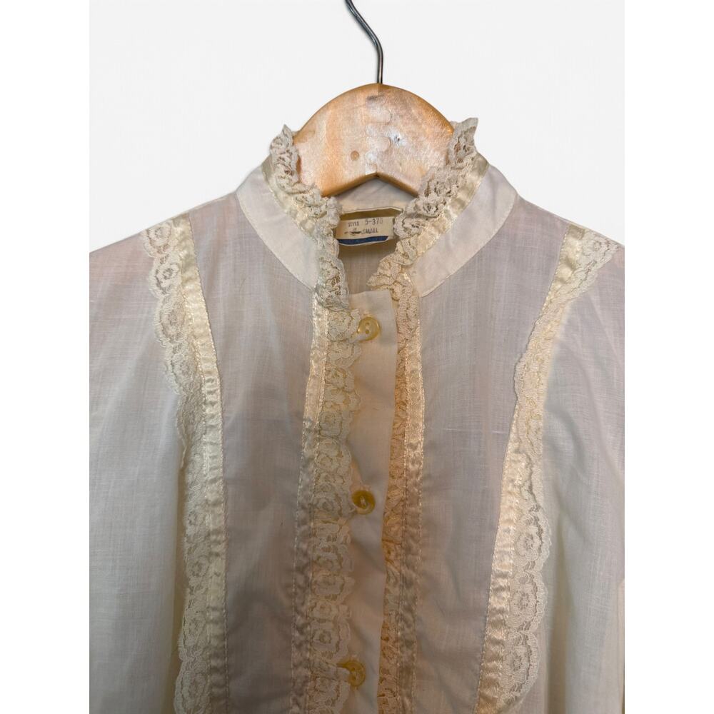 Vintage 1970s Byer California Ivory Lace Prairie Blouse | Small - Picture 3 of 7